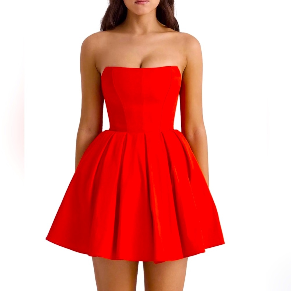 COPY - Red House of CB Emmanuela M-Tall Red Strapless Corset Mini Dress
